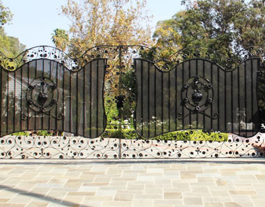 Los Angeles Automatic and Pedestrian Wrought Iron Gate Handmade Flowers