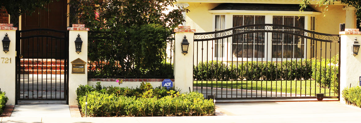 Black Wrought Iron Pedestrian Auto Gate