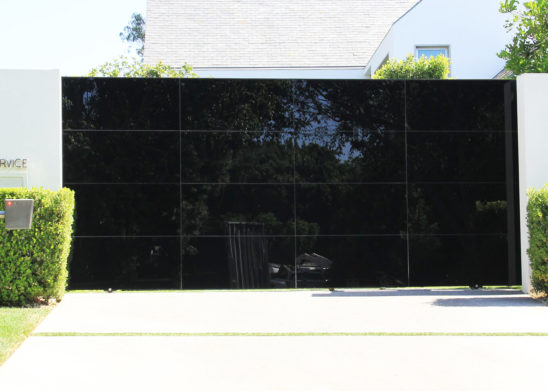 black glass ingress sliding auto gate