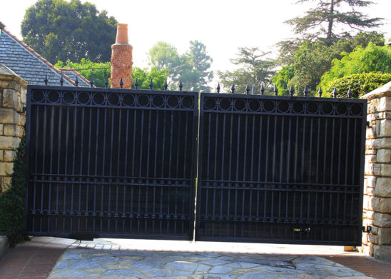 ornate iron bifold gate
