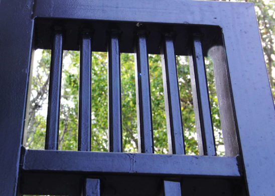 Close up view of auto steel gate