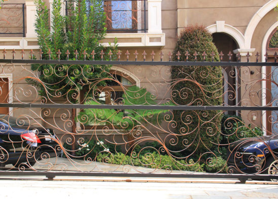 ornate hand made wrought iron sliding gate