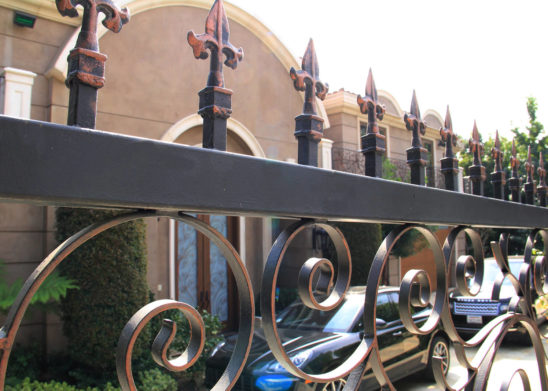 custom multi stained medallion gate toppers