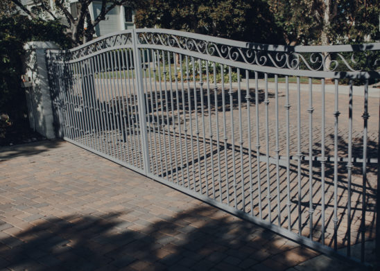Decorative Wrought Iron Slide Gate With Scroll Work - Los Angeles, Orange County