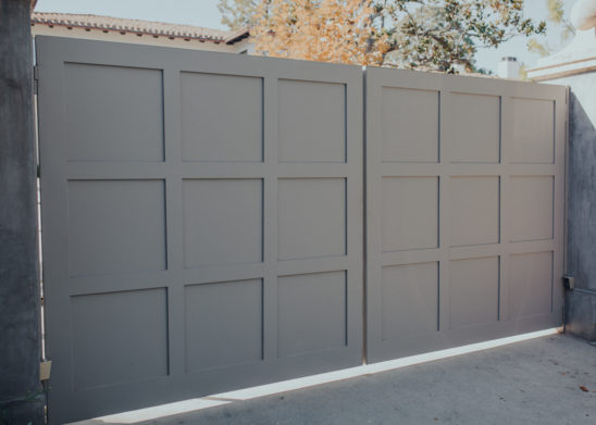 Dual-Sided-Wooden-Clad-Bi-Fold-Gate-With-Recessed-Panels - Los Angeles, Orange County